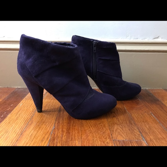 FIONI Purple Suede Heeled Booties - Picture 2 of 6